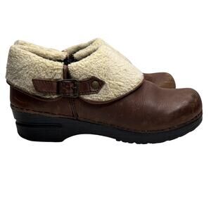Sanita Original Danish Sherpa and‎ Brown Leather Clogs 38